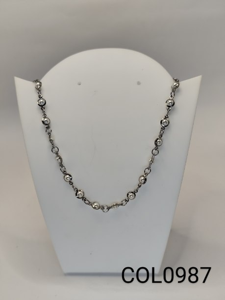 colar inox pérolas em bolinhas